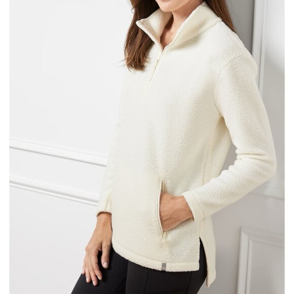 Talbots Jackets & Blazers - T by Talbots Women’s Fleece Pullover Size 1X Petite Ivory Half Zip Sherpa Jacket